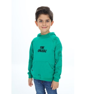 Toontoy Erkek Çocuk Nakışlı Sweatshirt (Koyu Yeşil)