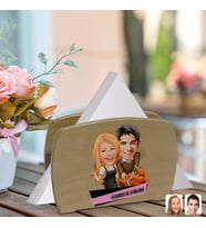 BK Gift Kişiye Özel Aşçı Çift Karikatürlü Lüks Ahşap Peçetelik-2