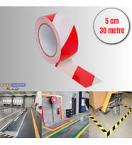 Yer İşaretleme Bandı Kırmızı-beyaz 5cmx30m Kırmızı Beyaz Zemin Bandı İkaz 50mm