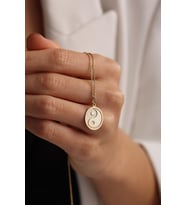Kişiye Özel 925 Ayar Gümüş Klasik Yin Yang Kolye (Gold)