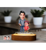BK Gift Kişiye Özel Baba-Oğul Karikatürlü Dekoratif 3D Biblo LED Işıklı Gece Lambası-7, Babaya Hediye, Babalar Günü Hediyeleri