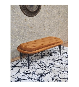 Ufo Oturak Bench - Siyah Boyalı Telli Ayak - Oturak - Bench - Puf - Yatak Ucu Pufu Turuncu Renk 100 x 50 Boyut/Ebat (Çok Renkli)
