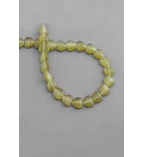 Kedi Gözü Doğal Taş Parlak Hardal Kalp Kesim 10x4mm Dizi [AB]