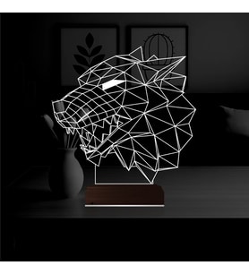 Luvivia Kurt Başı 3D Lamba - Masa Gece Lambası