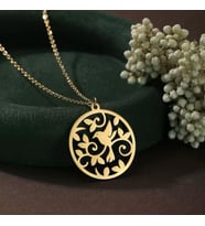 Kişiye Özel Şık Yaprak Tasarımlı Sinek Kuşu Kolye 925K Gümüş (Gold)