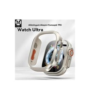 Watch Ultra 49mm Mo-wt3 Alüminyum Camlı Kasa Ekran Koruyucu - Gold