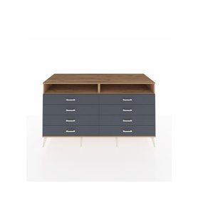 Kronos Konsol 2 Raflı 8 Çekmeceli  176x59x99 Çam-Çam/Antrasit