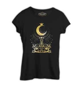 Ay - Kraliçe Siyah Kadın Tshirt