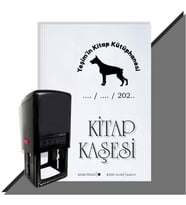 Kişiye Özel Köpek Silüet 30 Tarihli Otomatik Kitap Kaşesi (Siyah)
