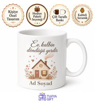 Ev Temalı Kişiye Özel Baskılı Kupa Bardak Hediye Porselen Mug