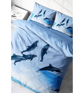 Nevresim Takımı %100 Doğal Pamuk Çift Kişilik 3d Digital Dolphin2