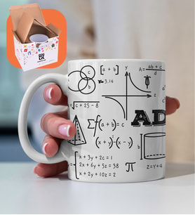Kişiye Özel Matematik Formülleri Baskılı Premium Porselen Kupa - Kanguru Kesesi (Beyaz)