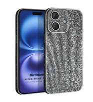 Microsonic Apple iPhone 16 Plus Kılıf Bling Rhinestones Koyu Gri (Koyu Gri)
