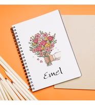 Bi Buket Çiçek Tasarımlı Defter Kişiye Özel