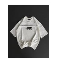 Unisex Bisiklet Yaka Baskılı Oversize T-Shirt - Beyaz