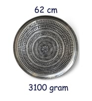 62 cm El İşlemeli Otantik Desenli Kalın Urfa Bakır Tepsi - KALAYLI-TPS457