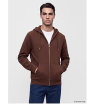 LCWAIKIKI Classic Kahverengi Kapüşonlu Erkek Fermuarlı Sweatshirt
