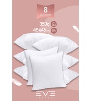 8 Adet Throw Serisi Antialerjik %100 Silikon Elyaf Dolgulu Kırlent Iç Kare Yastık 45x45cm 350gr (Beyaz)