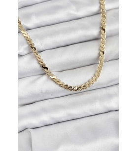 Pirinç Gold Renk Yassı Zincir Kadın Kolye TJ-BKO10818