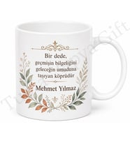 Dede İçin Mesajlı Hediyelik Baskılı Kupa Bardak Anlamlı Hediye Porselen