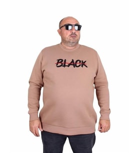 Starbattal Erkek Büyük Beden Sıfır Yaka 3ip Sweat Black 24202 S.KAHVE