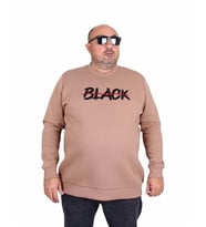 Starbattal Erkek Büyük Beden Sıfır Yaka 3ip Sweat Black 24202 S.KAHVE