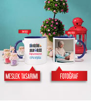 Din Kültürü Öğretmenine Hediye Din Kültürü Öğretmeni Kupa Bardak Lacivert Fotoğraflı