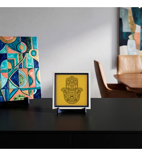 Hamsa Motifli Zarif Dekoratif Obje, Ev ve Ofisiniz İçin Modern ve Anlamlı Bir Detay 10x10 cm