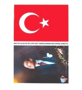 Türk Bayrağı Bayrak - Atatürk Yapışkanlı Çıkartma 12X17cm - 10 adet