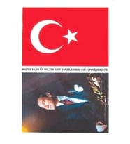 Türk Bayrağı Bayrak - Atatürk Yapışkanlı Çıkartma 12X17cm - 10 adet
