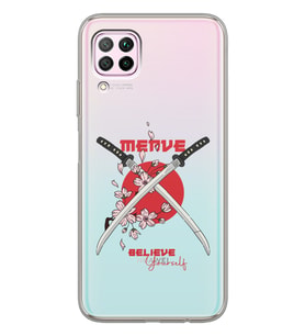 Huawei Sakura Sword Tasarımlı Şeffaf Telefon Kılıfı
