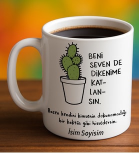 Komik - Esprili Kupa Bardak Beni Seven Dikenime Katlansın Yazılı Komik Kupa Bardak