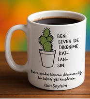Komik - Esprili Kupa Bardak Beni Seven Dikenime Katlansın Yazılı Komik Kupa Bardak