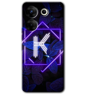 Tecno Camon 20 Pro 5G Kılıf HD Desen Baskılı Kılıf - Dark Neon Yaprak K Harfi