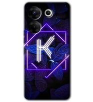 Tecno Camon 20 Pro 5G Kılıf HD Desen Baskılı Kılıf - Dark Neon Yaprak K Harfi