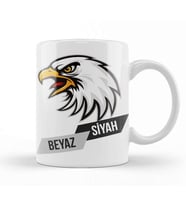 Kartal Siyah Beyaz Kupa Bardak Porselen