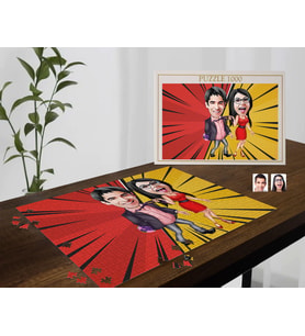 BK Gift Kişiye Özel Sevgililer Karikatürlü 1000 Parça Profesyonel Puzzle-4