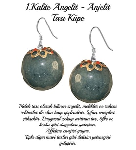Sertifikalı Fasetli Anjelit - Angelit Melek Taşı Küpe (Çok Renkli)