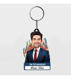 Karikatürlü - Erkek Borsacı İsimli Anahtarlık