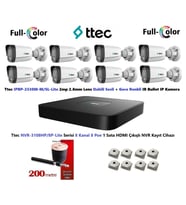 Ttec 2mp Dahili Sesli Ve Gece Renkli 8 Kameralı 1TB Disk Tak Çalıştır Hazır IP Kamera Seti (Beyaz)