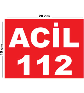 Metal Acil 112 15cm x 20cm Uyarı Levhası Yönlendirme Tabelası