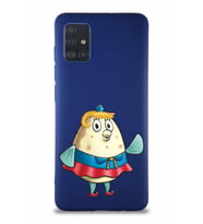 Samsung Galaxy A51 Soft Premier Kapak Bayan Puff Tasarımlı Silikon Kılıf - Lacivert (Şeffaf)