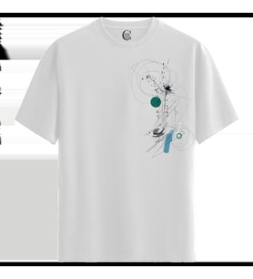 Techno Flower - %100 Pamuklu Kadın Beyaz Tişört - Premium Quality (Siyah - Beyaz)
