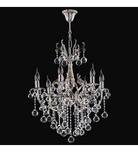 Avize Çarşısı, Tila 6 Kollu, Kristal Taşlı, Gümüş Renk Metal Gövde, Sarkıt Avize, BS.0158-59-06 Z