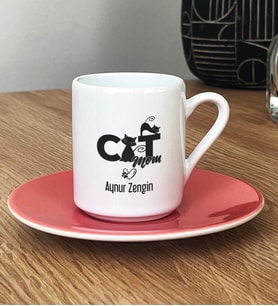 Kişiye Özel Cat Mom Türk Kahvesi Fincanı Kedi Annesi -5- (Pembe)