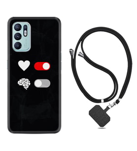 Oppo Reno 6 Kılıf Silikon Boyun Askılı İpli Desenli Silikon Love Brain 1722
