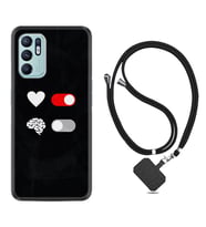 Oppo Reno 6 Kılıf Silikon Boyun Askılı İpli Desenli Silikon Love Brain 1722