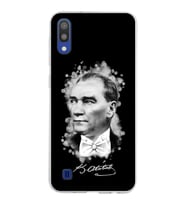Samsung Galaxy M10 Kapak Atatürk Tasarımlı Şeffaf Silikon Kılıf