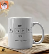 Kişiye Özel Best Teacher Elementler Baskılı Premium Porselen Kupa - GDTK-901072 (Beyaz)