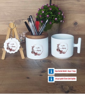 Doğum Günü Hediyesi İsme Özel Hediye Sepeti Kalemlik, Kupa Bardak Sihirli, Ahşap Anahtarlık Hediye (Model 3)